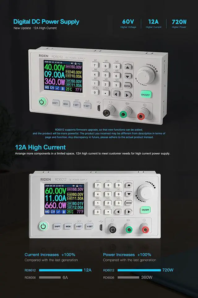 Alt view image 2 of 7 - RD RD6012W USB WiFi DC to DC Step down Voltage Power Supply Adjustable Buck Converter Voltmeter 60V 12A(Single RD6012W no case no PSU)