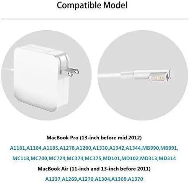 Alt view image 3 of 6 - Universal Adapter, Compatible with Mac Book Pro Charger, 60W Magnetic L-Type Charger, Replacement Charger for Notebook 13-InchBefore Mid 2012