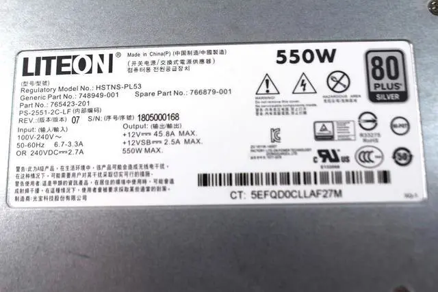 Alt view image 3 of 3 - Proliant Servers Gen 9 DL60 DL80 DL120 DL160 DL180 ML150 Power Supply 80+ Silver 550W 1U 12V 748949001 748949-001 for HP by EbidDealz
