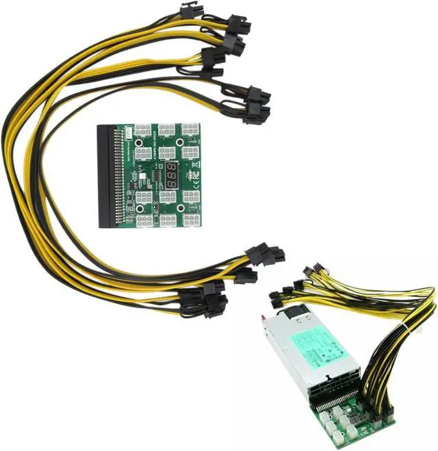 Alt view image 2 of 6 - Breakout Board Server Adapter PSU Power Supply HP 1200W GPU Mining w/ Cables