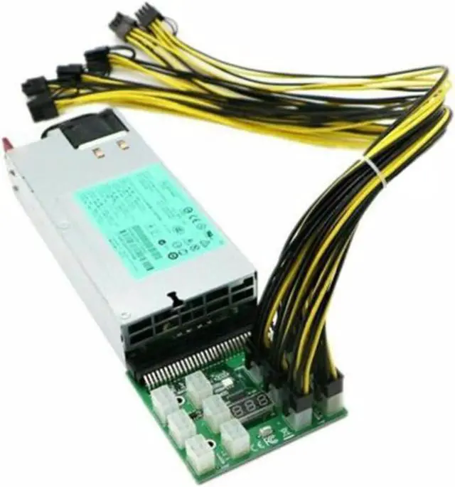 Alt view image 5 of 6 - Breakout Board Server Adapter PSU Power Supply HP 1200W GPU Mining w/ Cables