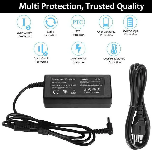 Alt view image 4 of 7 - MAJCL 65W AC Adapter Laptop Charger Compatible for HP Envy 13 15 17 X360 15-1039wm 15-1033wm 15-w117cl 15-w237cl 15m-cn0011dx 15m-bp111dx 15m-bq121dx 17m-bw0013dx Laptop Notebook PC Power Supply Cord