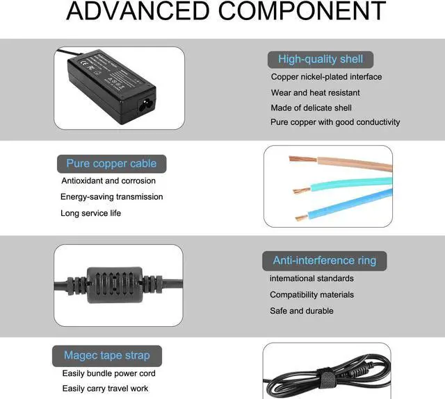 Alt view image 5 of 7 - MAJCL 65W AC Adapter Laptop Charger Compatible for HP Envy 13 15 17 X360 15-1039wm 15-1033wm 15-w117cl 15-w237cl 15m-cn0011dx 15m-bp111dx 15m-bq121dx 17m-bw0013dx Laptop Notebook PC Power Supply Cord