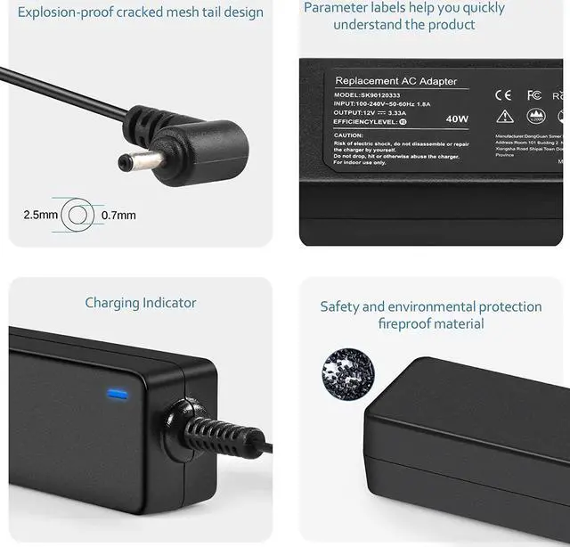 Alt view image 6 of 7 - New XE500C13 40W AC Adapter Laptop Charger for Samsung Chromebook 2 3 XE303C12 XE501C13 XE500C12 XE503C12 XE503C32 XE303C12 XE700T1C Laptop Notebook 11.6" Power Cord