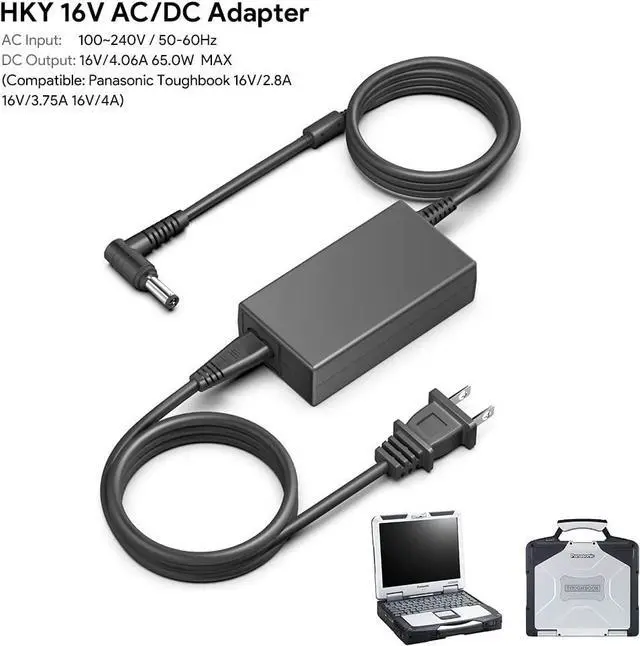 Alt view image 2 of 5 - HKY 16V Ac Adapter for Panasonic Toughbook CF-18 CF-19 CF-29 CF-Y4 CF-T7 CF-Y7 CF-50 CF-51 CF-30 CF-34 CF-74 CF-C1 CF-F8 CF-F9,CA01007-0730 CF-AA1623A CF-AA1653A Laptop Charger Power Supply Cord