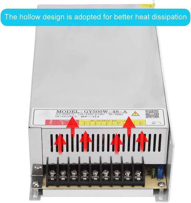 Alt view image 3 of 7 - 500W 48V 11A Universal Switching Power Supply with Galvanized Aluminum Shell for LED Strip, Engraving Machine Switching Power Supply