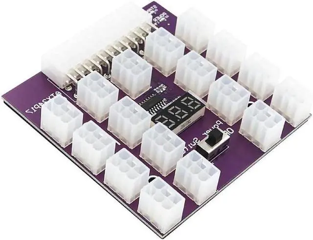 Main image of Kingjinglo PCI-E 12V 24Pin to ATX 17 x 6Pin Power Supply Server Adapter Breakout Board for DELL 750W 1100W 1600W 2000W 2400W PSU ATX Riser Server Adapter
