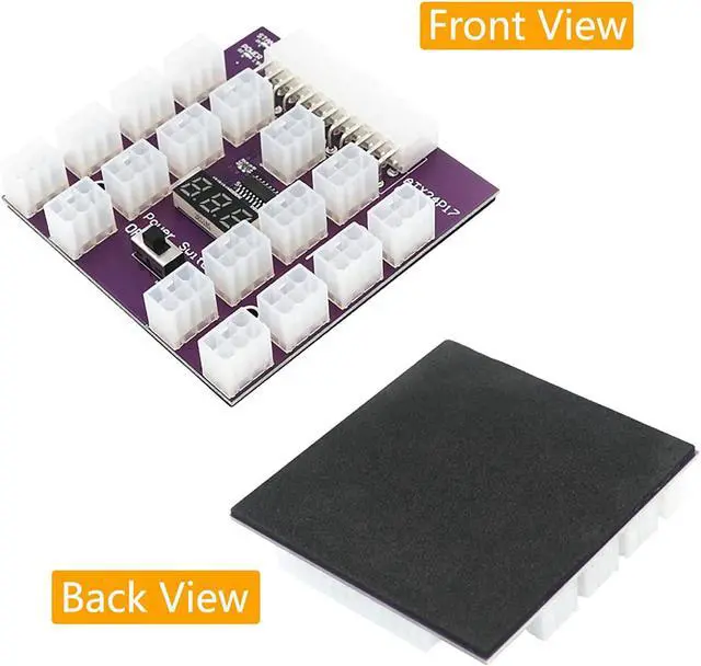 Alt view image 4 of 7 - Kingjinglo PCI-E 12V 24Pin to ATX 17 x 6Pin Power Supply Server Adapter Breakout Board for DELL 750W 1100W 1600W 2000W 2400W PSU ATX Riser Server Adapter