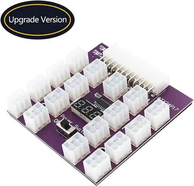 Alt view image 7 of 7 - Kingjinglo PCI-E 12V 24Pin to ATX 17 x 6Pin Power Supply Server Adapter Breakout Board for DELL 750W 1100W 1600W 2000W 2400W PSU ATX Riser Server Adapter