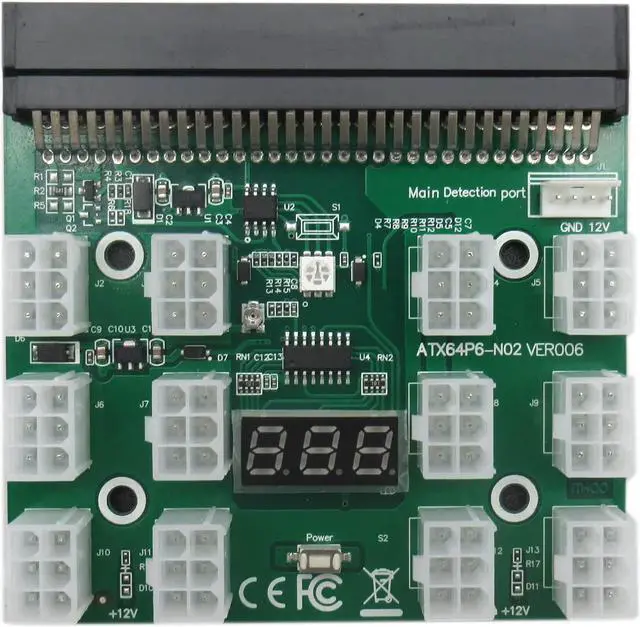 Alt view image 5 of 5 - Ethereum Mining ETH ZEC LTC Server PSU Power Supply Unit to GPU Breakout Board Adapter 6-Pin PCIe to (6+2Pin) PCIe Graphics Card Power Cables New