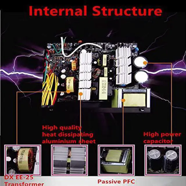 Alt view image 3 of 6 - PC PSU for Gold Empery GPU Silence Rated Power 230W Peak Power 450W Desktop Computer Power Supply ATX-P4-450W
