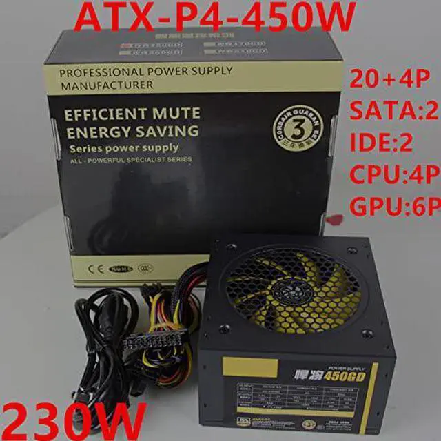 Alt view image 5 of 6 - PC PSU for Gold Empery GPU Silence Rated Power 230W Peak Power 450W Desktop Computer Power Supply ATX-P4-450W