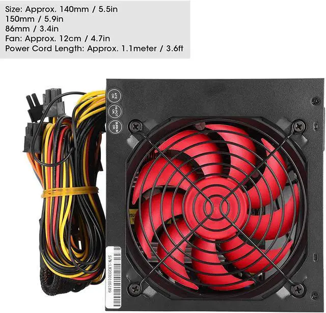 Alt view image 4 of 7 - Pc Power Supply, Red Computer Power Supply, Convenient Low Noise Adjustable 9-Blade Low Energy Consumption Office for Computer Home DesktopBritish Flag Type