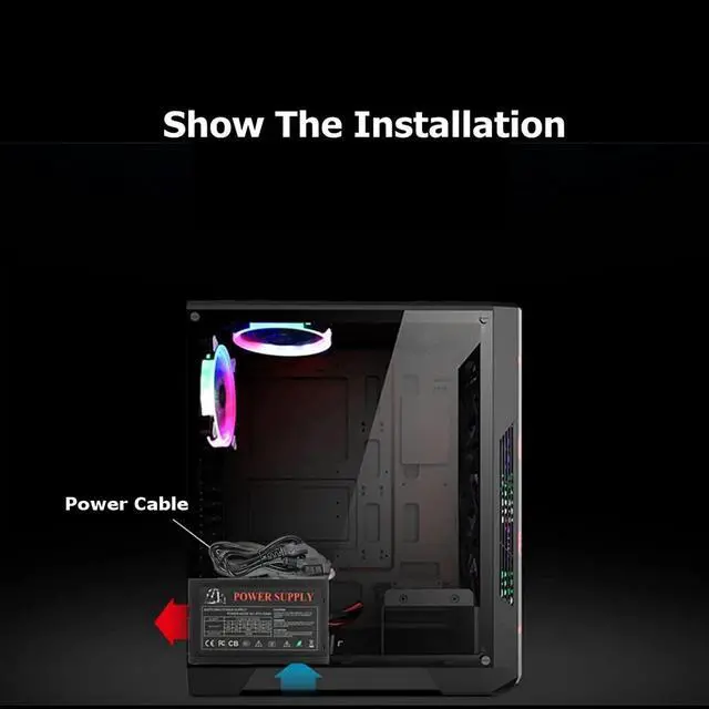 Alt view image 5 of 7 - 1000W Power Supply 120mm LED Fan 24 Pin PCI SATA ATX 12V Computer Power Supply for PC Compurter Case