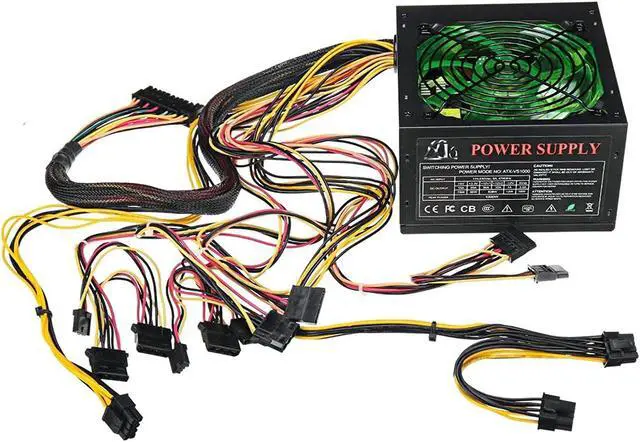 Alt view image 7 of 7 - 1000W Power Supply 120mm LED Fan 24 Pin PCI SATA ATX 12V Computer Power Supply for PC Compurter Case