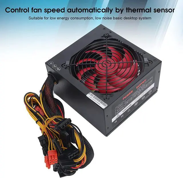 Alt view image 2 of 7 - 600W PC Power Supply ATX 24PIN Desktop Computer Parts with 14cm Red Fan Adjustable 115/230V(Red-US)