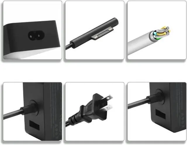 Alt view image 2 of 5 - Surface Pro Charger, 65 Watt AC Power Supply Adapter for Fit Microsoft Surface Pro 3 4 5 6 7 X, Microsoft Surface Laptop, Surface Book, Windows Tablet with Cord