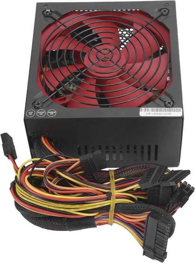 Alt view image 4 of 7 - 700W Power Supply, Computer Power Supplies, PC Power Supply 700W Desktop Computer Parts Silent Red Fan ATX 24PIN 14cm 110230V (US Plug)