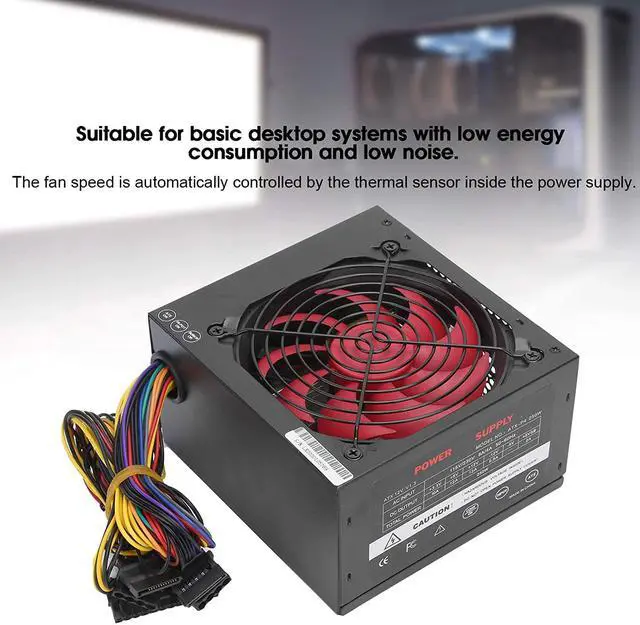 Alt view image 4 of 7 - PC Power Supply Quiet Cooling Fan Power Supply for PC Computer Accessories Red Fan Manual Adjustable 115/230V ATX-250W(Black)