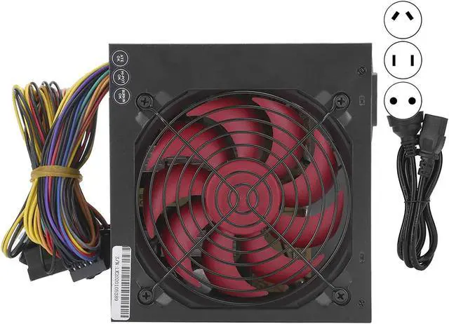 Alt view image 7 of 7 - 250W Computer Power Supply, ATX 20+4 Pin PC Power Supply Desktop Power Supply with Red Mute Fan Manual Adjustable 115/230V (US)