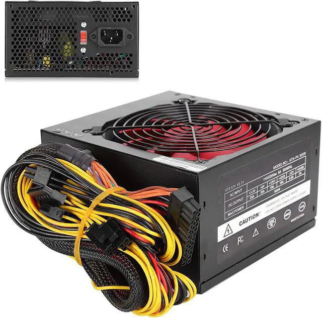 Alt view image 3 of 7 - 143 Rated 500W Adjustable 115/230V Computer Power Supply for Desktop Red Silent Fan ATX 24-PIN, Built-in Thermal Sensor to Automatically Control The Fan(RED)