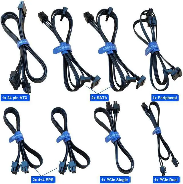 Alt view image 3 of 7 - COMeap Starter PSU Modular Cable ATX PCIe EPS HDD Kit for Corsair PSU RMX RMI SF Series Black