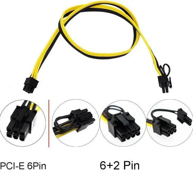 Alt view image 6 of 7 - 6 Pin PCI-e to 8 Pin (6+2) PCI-e Power Cable for HP Dell 750W / 1200W Server PSU Breakout Board Graphic Cards GPU Mining (8-Pack)