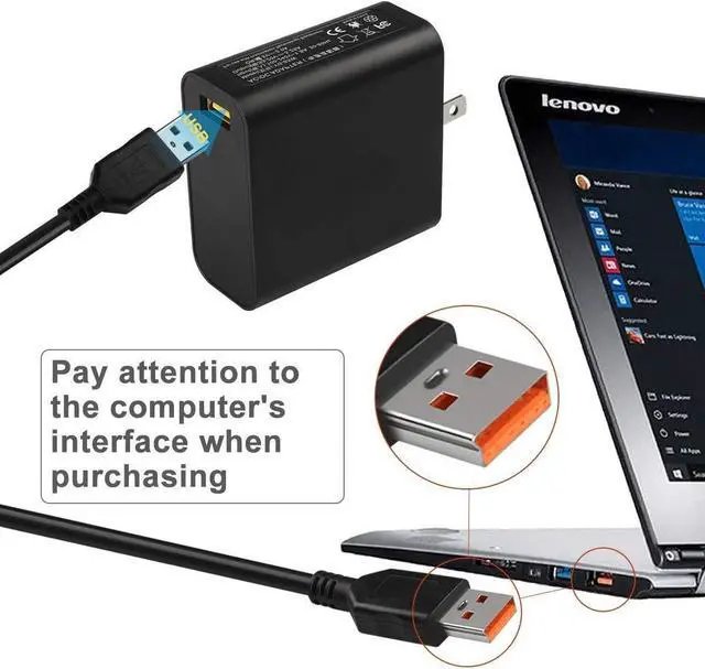 Alt view image 7 of 7 - Genuine USB Charger Power Cable for Lenovo Yoga 3 Pro, Yoga 900, Yoga 700, Yoga 3 11, Yoga 3 14, Yoga 3-1470, Yoga3 11-5Y10, Yoga3 14-IFI, Yoga3 11-5Y10, Yoga 3-1470 Charger Power Supply Adapter Cord