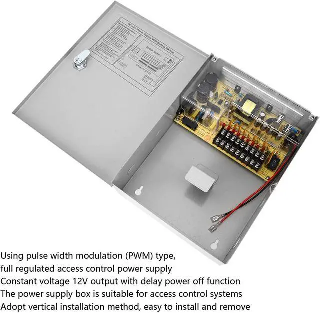 Alt view image 5 of 7 - Emoshayoga Access Controller Power Supply Box, Delayed Power Off Function Access Control Power Supply Box UPS PWM Natural Cooling for Access Control