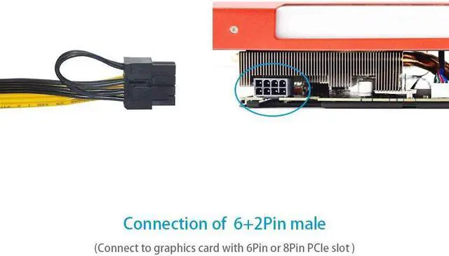 Alt view image 5 of 7 - 6 Pin PCI-e to 8 Pin (6+2) PCI-e Power Cable for HP Dell 750W / 1200W Server PSU Breakout Board Graphic Cards GPU Mining (8-Pack)