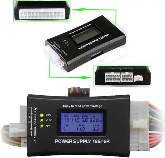 Alt view image 3 of 7 - Bestyu Digital LCD Display PC Computer Power Supply Tester 20/24 Pin 4 PSU ATX BTX ITX SATA HDD Testers