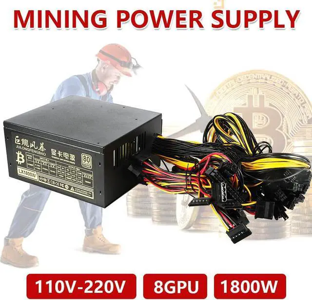 Alt view image 3 of 7 - Mining Power Supply 1800W Mining PC Power Supply for 8 GPU ETH Rig Ethereum Miner 110-240V Power Supply Mining Machine with Auto Thermally Controlled Fan