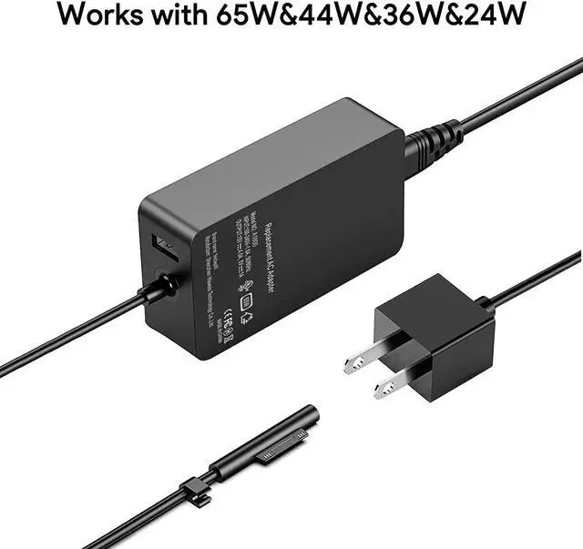 Alt view image 6 of 7 - YUHANG Surface Pro Charger 65W, Microsoft Surface Pro Laptop/Tablet Charger, Compatible for Surface Pro 7/6/5/4/3/X, Surface Book, Surface Go/3/2/1 Power Supply Adapter, Works with 65W&44W&36W&24W