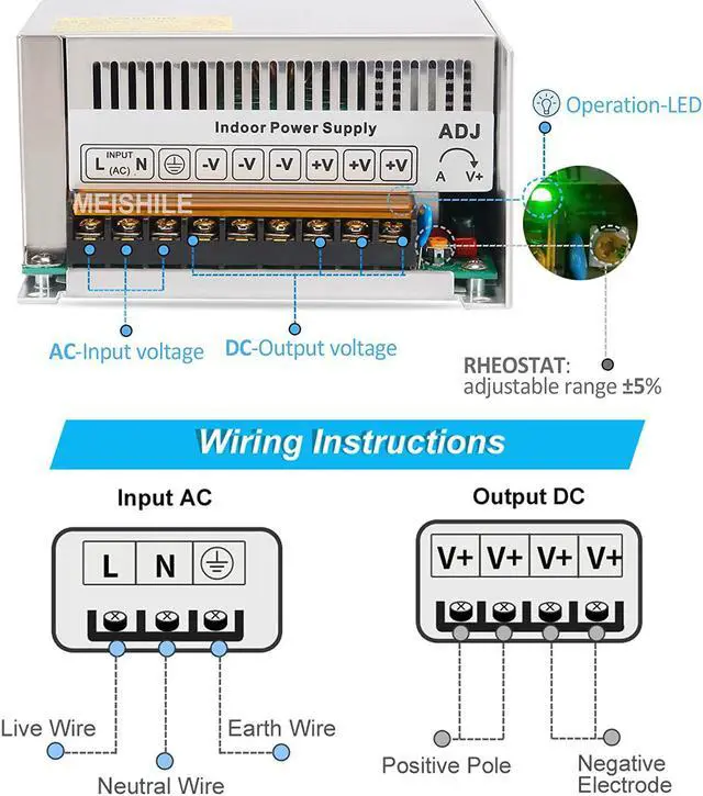 Alt view image 4 of 7 - 12V 83.3A 1000W LED Driver Switching Power Supply ?SMPS? 110VAC-DC12V Monitoring Power Supply Industrial Power Transformer 1000 Watts