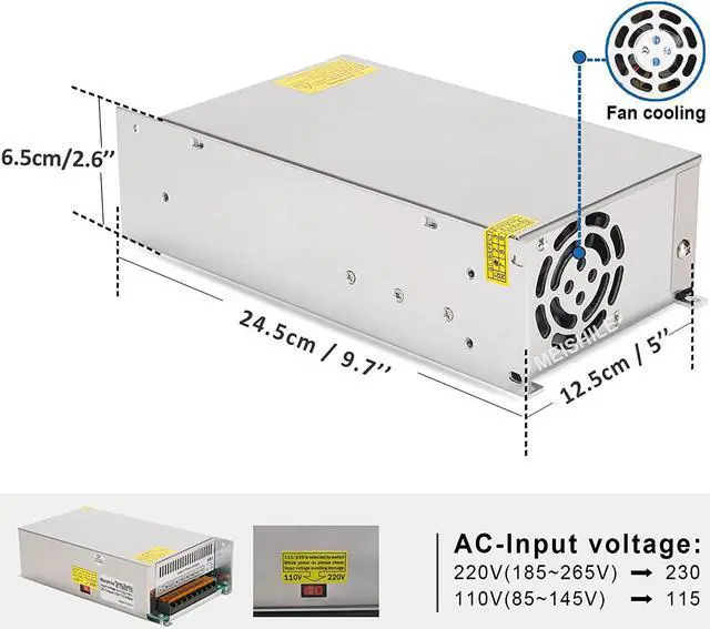 Alt view image 5 of 7 - 12V 83.3A 1000W LED Driver Switching Power Supply ?SMPS? 110VAC-DC12V Monitoring Power Supply Industrial Power Transformer 1000 Watts