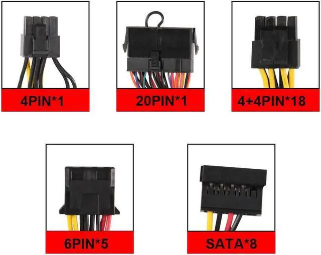 Alt view image 4 of 4 - JBLCC Mining Power Supply Modular Mining PC Power PSU Supports 8 GPU Rig for ETH Bitcoin Ethereum Miner with Auto-Thermally Controlled Fan Supply (2400W)