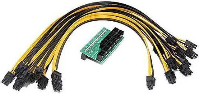 Main image of Etase Ethereum ETH ZEC Mining Server Power Supply 12V GPU/PSU Breakout Board 9Pcs 18AWG PCI-E 6 Pin to 6+2 Pin Cables