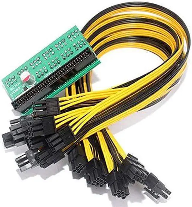 Alt view image 5 of 6 - Etase Ethereum ETH ZEC Mining Server Power Supply 12V GPU/PSU Breakout Board 9Pcs 18AWG PCI-E 6 Pin to 6+2 Pin Cables