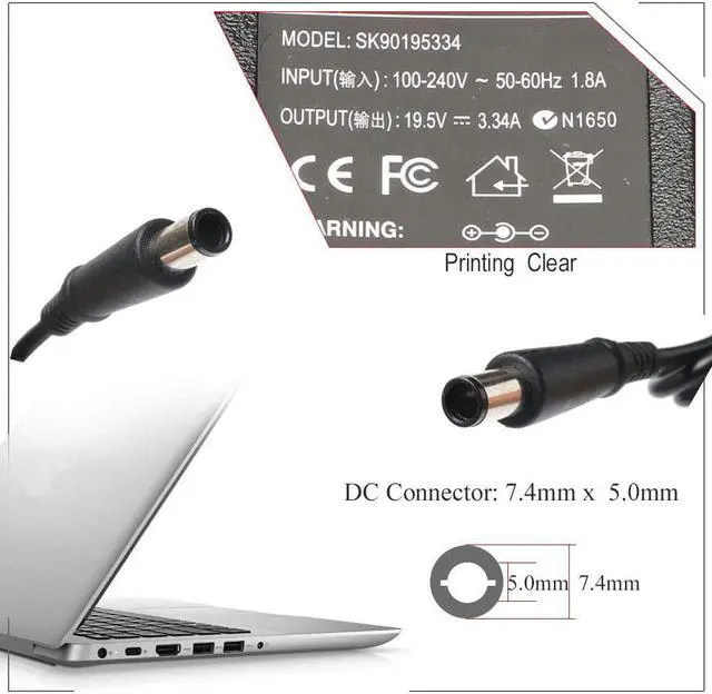 Alt view image 3 of 7 - AC Adapter Laptop Charger Compatible with Dell Inspiron 15 3521 700M 600M 300M 500M 505M 640M 700M 1420 1501 1525 1501 1520 6000 6400 N4010 N4110 Round Supply Cord