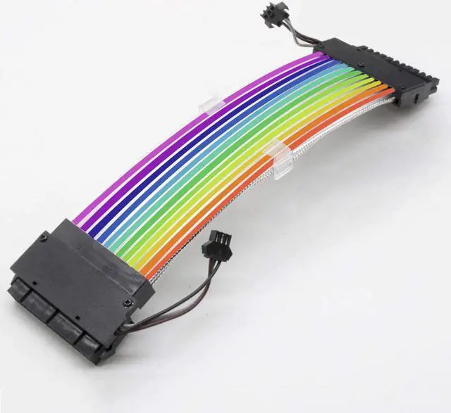 Main image of PSU Cable ARGB Extension Sleeved Cable Kit Custom Power Supply Braided with RGB Controller for Computer Gaming Case(24-Pin)