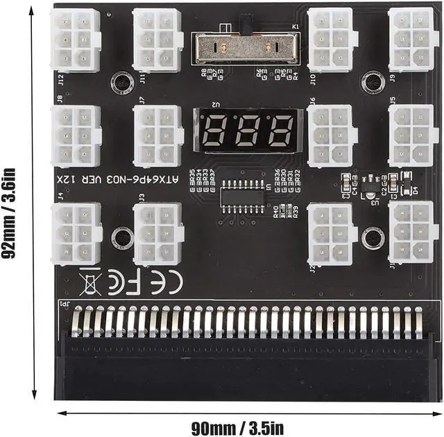 Alt view image 7 of 7 - PSU Board, PCB Material Mining Graphics Card Power Supply Board 12 ATX 2x3 Pin Outputs Power Connector with LED Voltage Display, for DPS-800GB A, for DPS-1200FB A, etc.