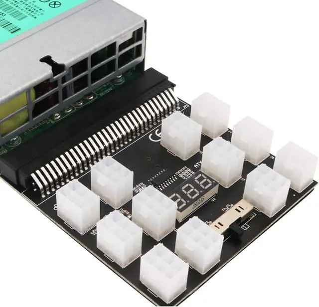 Alt view image 4 of 7 - PSU Board, PCB Material Mining Graphics Card Power Supply Board 12 ATX 2x3 Pin Outputs Power Connector with LED Voltage Display, for DPS-800GB A, for DPS-1200FB A, etc.