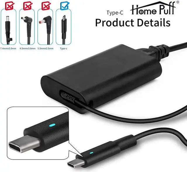 Alt view image 2 of 5 - USB C 130W Laptop Power Fit for Dell XPS 15 17 9570 9510 9500 9575 9700 Precision 5550 5750 3560 3550 Type C AC Adapter Charger