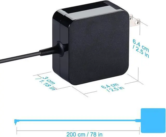 Alt view image 4 of 6 - IdeaPad Laptop Charger 45W for Lenovo IdeaPad 310 320 330 330s 3 5 120s 120 130 130s 510 520 530s 710s ADP-45DW B ADL45WCC Flex 4 5 6 Yoga 710 510 Round Tip Power Supply AC Adapter (Foldable Plug)