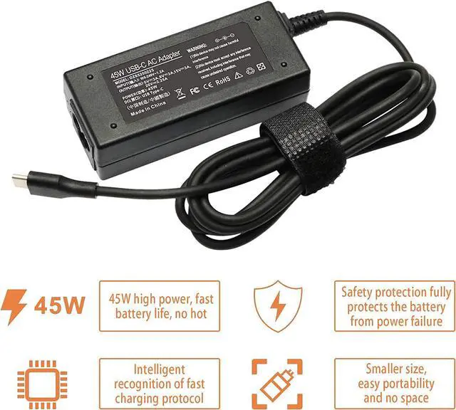 Alt view image 5 of 6 - 45w USB C Charger for Asus Chromebook C101PA C213SA C214MA C223NA C302CA C523NA C423NA,for HP Chromebook 14-ca061dx 14-ca043cl 14-ca052wm 14-ca051wm