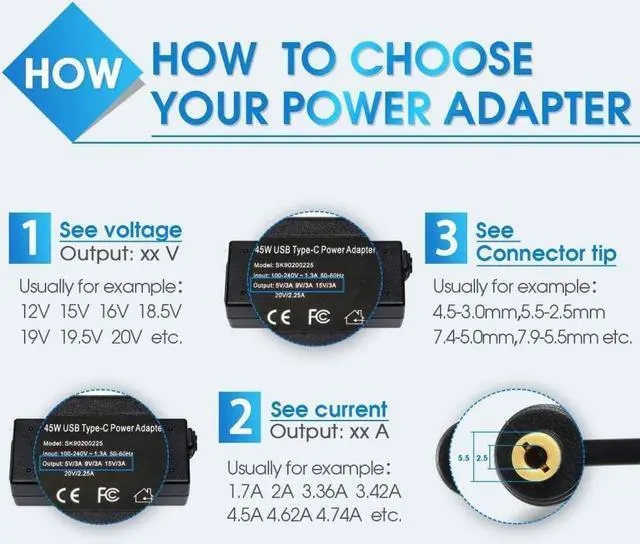 Alt view image 6 of 7 - Laptop Adapter for Acer Aspire 5532 5349 5750 5742 5250 7560 SB416 AS7750 6423 V5 V7 V3 R3 R7 S3 E1 M5 Series ChromeBook AC710 C7 C710 Power Supply Cord 65W 19V 3.42A New AC Charger