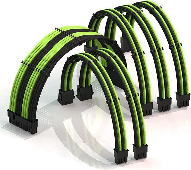 Main image of LINKUP - 50cm Super Soft and Flexible PSU Cable Extension Sleeved Custom Mod GPU PC Braided w/Comb Kit1 x 24 P (20+4)1 x 8 P (4+4) CPU2 x 8 P (6+2) GPU Set500mm - PurpleBlack