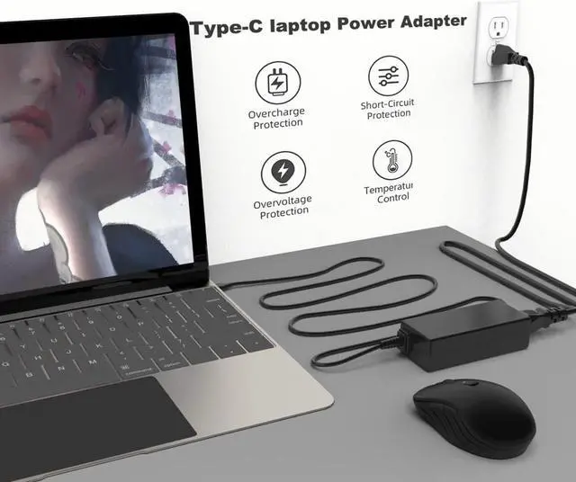 Alt view image 7 of 7 - Universal USB C USB-C Chromebook Charger Replacement: 45W Type C Google Chrome Book. Laptop Charger for Lenovo/Hp/Dell/Acer/Asus/Samsung Cromebook. Charger,Fast Computer AC Adapter Power Cord Supply.