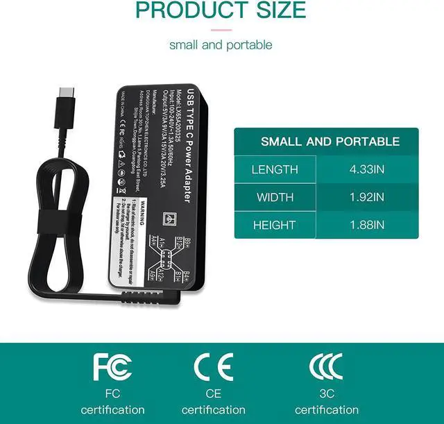 Alt view image 4 of 7 - NACKEEY 65W Type-C Adapter Laptop Charger fit for Lenovo IdeaPad Flex 5 3 CB 5-15 5-15ARE05 5-15IIL05 5-14ITL05 5-14ALC05 5-14IIL05 5-14ARE05 Pro-13IKB CB-13IML05 Power Ac Supply Cord LX65A200325