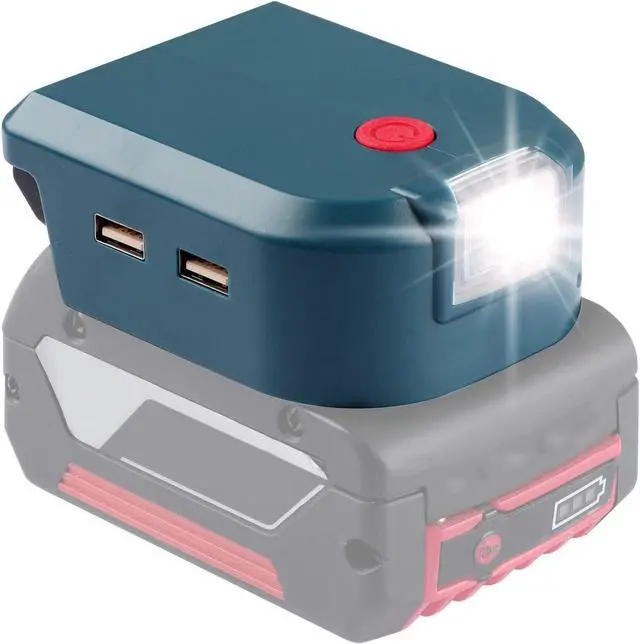 Alt view image 3 of 7 - Gugxiom Battery Adapter LED Light, DC5V 2.1A Input 150LM Bright Color Battery Power Adapter for 14.4?18V Lithium Batteries for Mobile Phone(ULE07BS Bosch Dark Green)